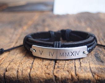 Customized Men's Roman numerals bracelet, Personalized men's Roman numerals bracelet, customized men's bracelet, personalized men's bracelet