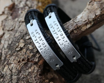 Where it all began bracelet, Customized Coordinates Bracelet, Couples bracelet, Latitude Longitude Bracelet, Matching coordinates bracelet