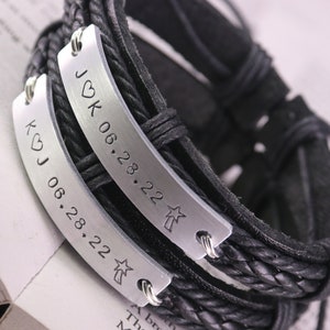 Couples name bracelet, Personalized initials bracelet, Coordinates Bracelet, Latitude Longitude Bracelet, date bracelet, His & Her Bracelets