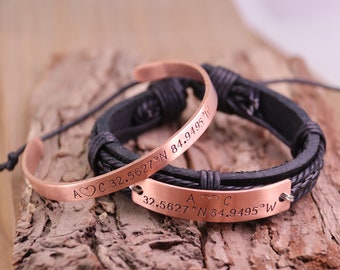 Couples Coordinates Bracelet, Latitude Longitude Bracelet, Personalized GPS bracelet, Anniversary bracelet, customized coordinates bracelet