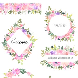 Floral Frame Clipart Watercolour Flower Clip Art Borders and Frames ...