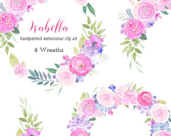 Watercolor succulents roses wreaths, Wreath Clipart - floral clipart, flower clip art, rose clipart, wedding invites, digital scrapbooking