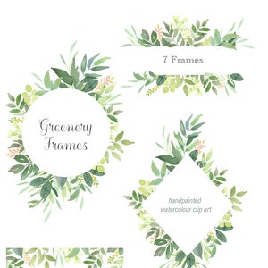 Cornici foglie verdi - Clipart fogliame, inviti di nozze nel verde, clip art foglia, clipart acquerello, branding etsy, scrapbooking, foglia PNG