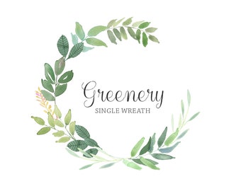 Handpainted Greenery Wreath Clip Art - Watercolour botanical clipart, simple and elegant for invitations, quotes, scrapbooking and more