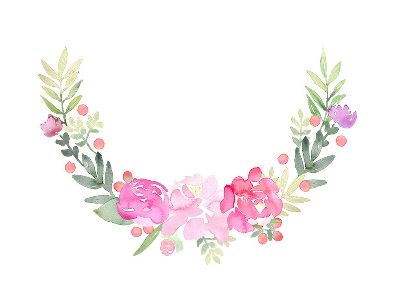 Watercolor Clip Art Peony Wreaths peonies clipart pink | Etsy