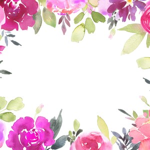 Pink Flower Watercolor Clipart Frames Floral Clipart - Etsy
