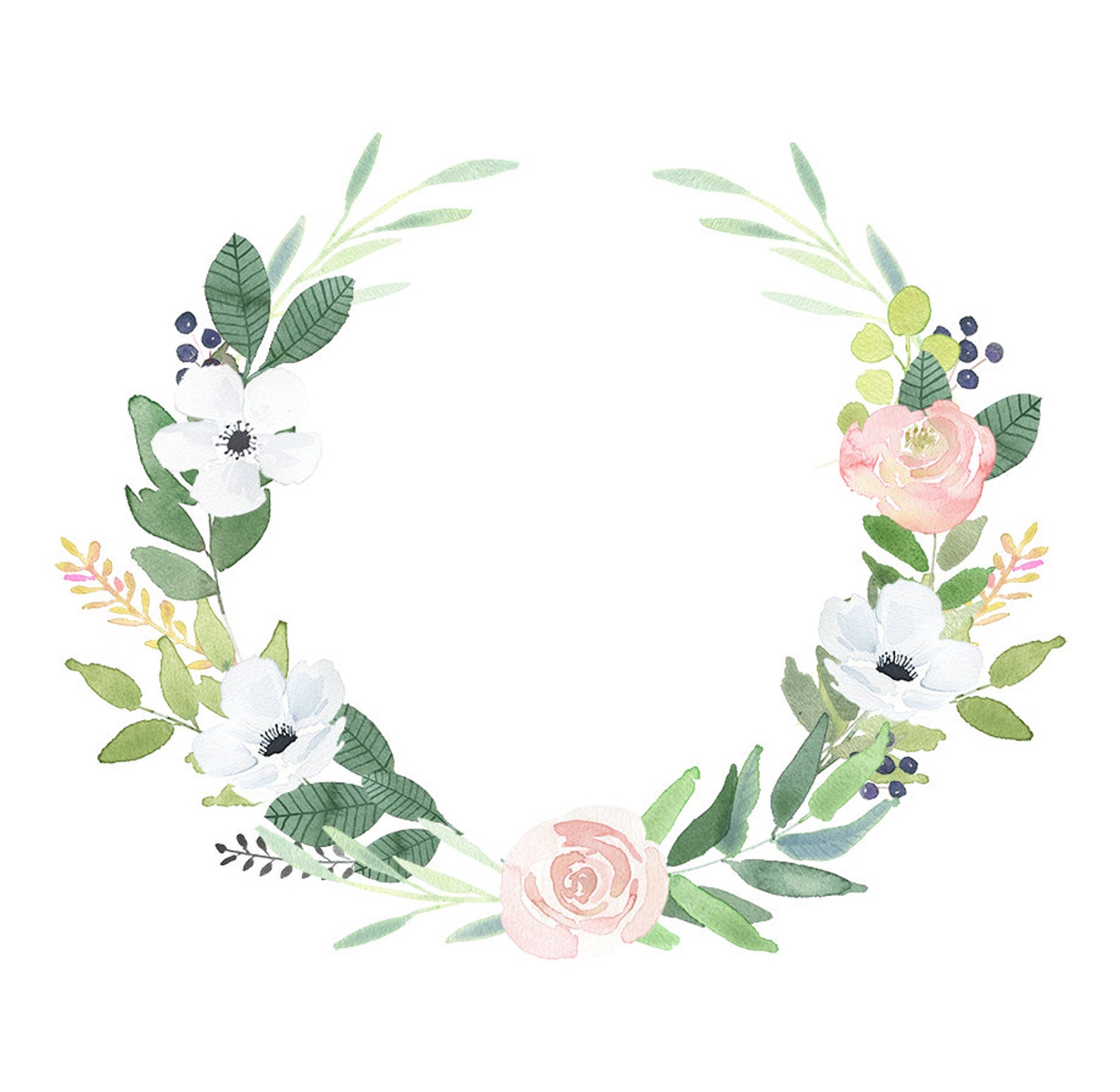 Elegante Hochzeit Kränze Aquarell Blumen Grafiken rosa Etsy.de