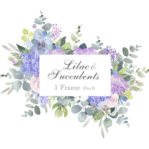 Watercolour Floral Frame Clipart in Watercolor Lilac and Pink Flowers, Watercolour Clip Art, Use for Wedding Invitations, Logo, Stationary