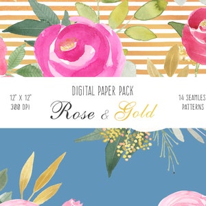 Peonies Digital Floral Paper Peony Flower Seamless Pattern, screen background, blog website graphics, wedding stationary, planner inserts image 8