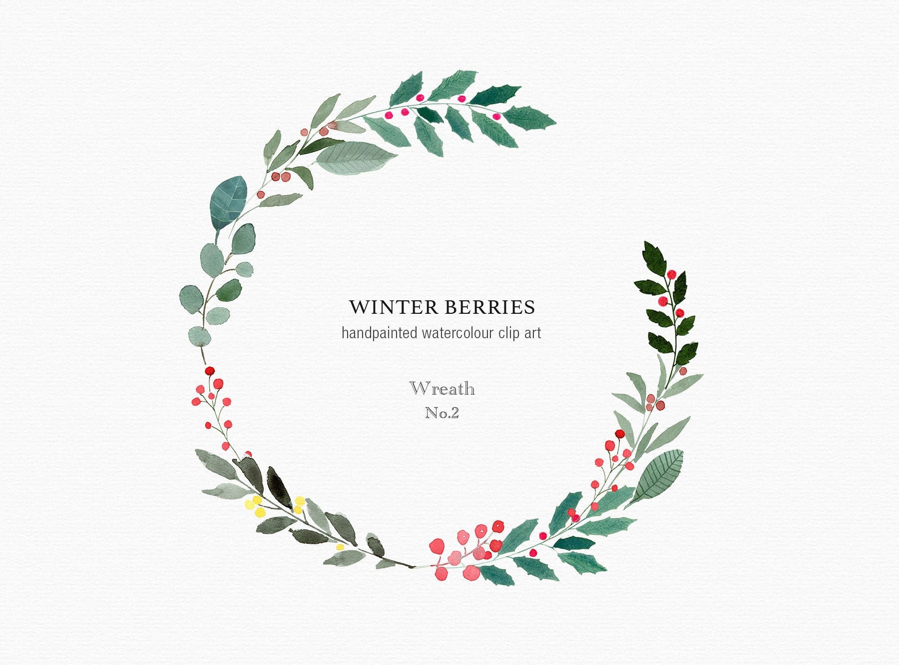 Winter Greenery Single Watercolour Wreath Clipart Winter -   Christmas  wreath illustration, Wreath watercolor, Winter wreath