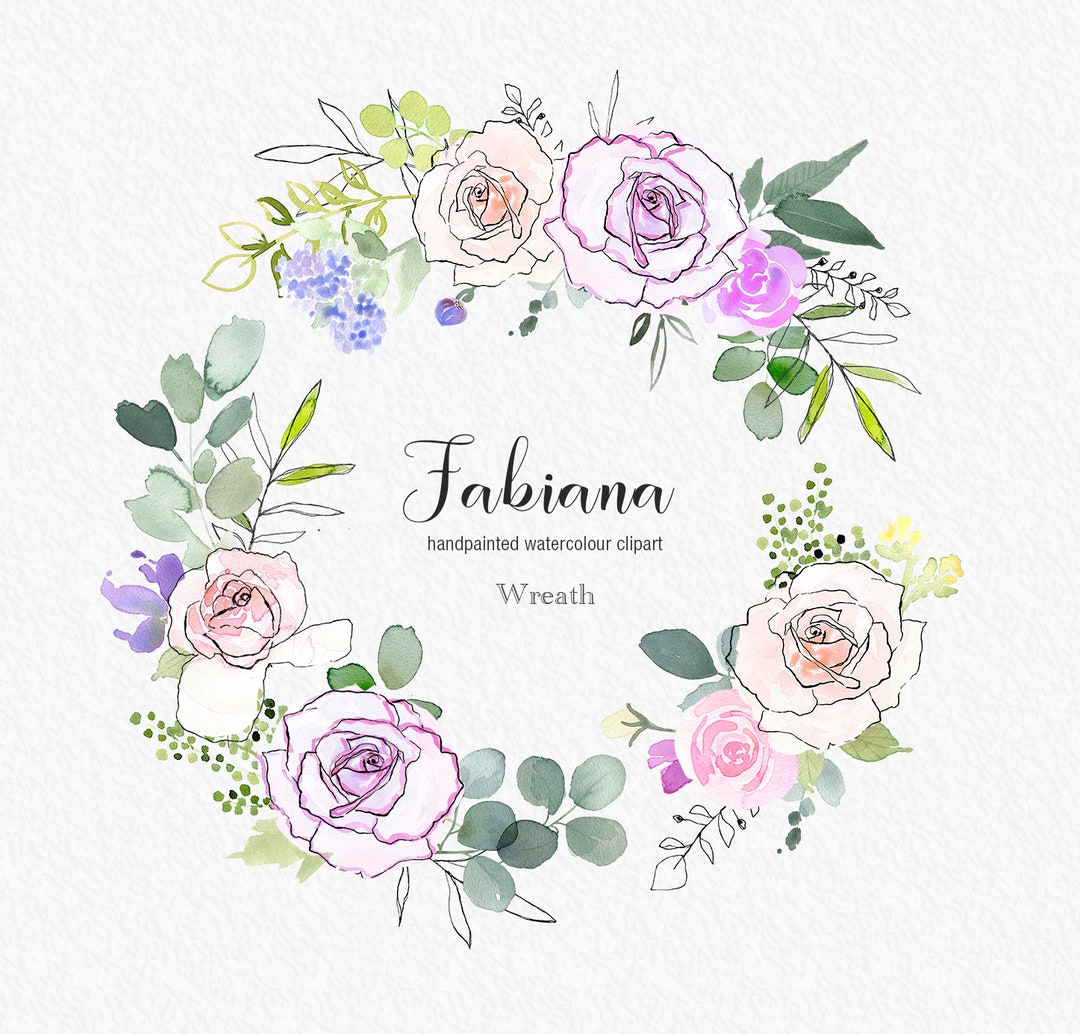 Hand Drawn Clipart - Watercolor Wreath Instant Download, Floral Wreath ...