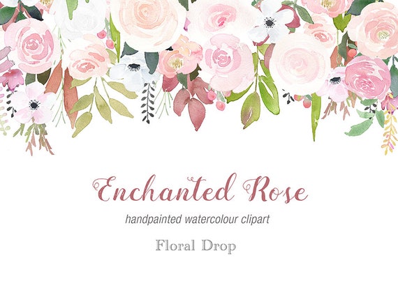 Aquarell Rose Drop Clipart Herbst Hochzeit Weiche Rose Etsy