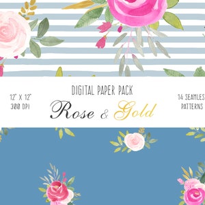 Peonies Digital Floral Paper Peony Flower Seamless Pattern, screen background, blog website graphics, wedding stationary, planner inserts image 2