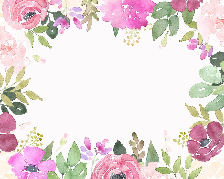 Pinks Anemones Roses Ranunculus Frames Floral Clipart | Etsy UK