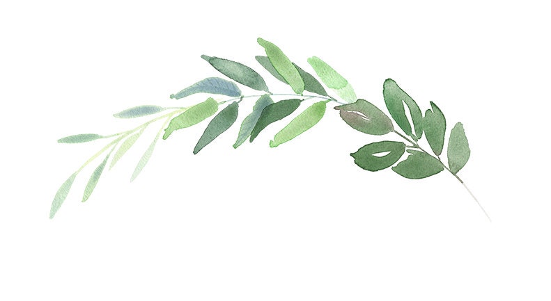 Greenery Wreaths - Leaf Watercolor Clip Art, Green Leaves Borders ...