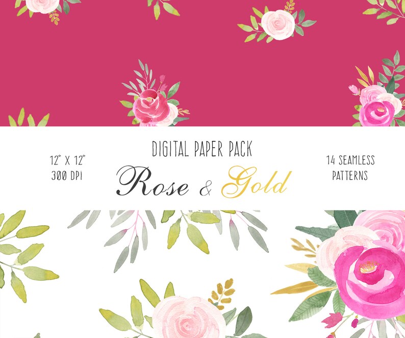 Peonies Digital Floral Paper Peony Flower Seamless Pattern, screen background, blog website graphics, wedding stationary, planner inserts image 4