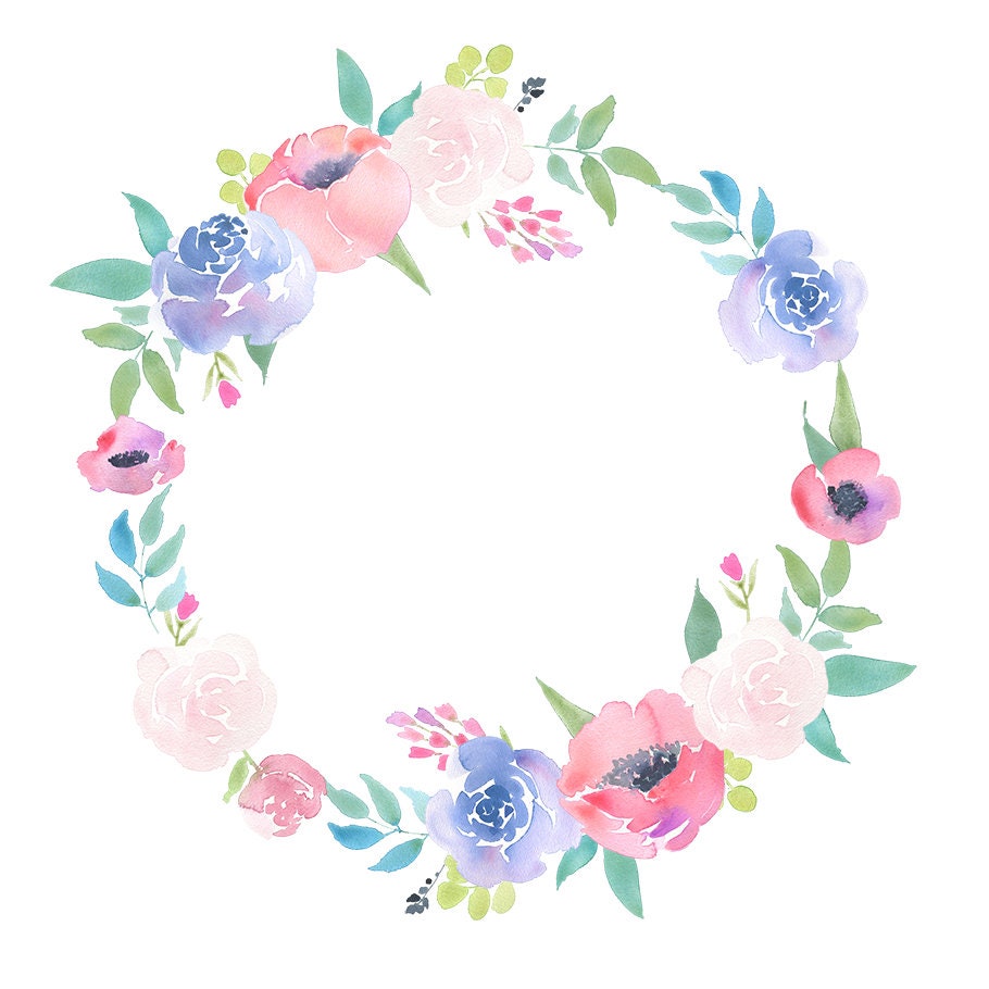 Flower Wreaths pink rose clip art roses clipart summer | Etsy