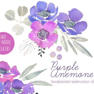 Anemone Aquarell Sträuße ClipArt