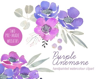 Anemone Watercolour Bouquets Clip Art