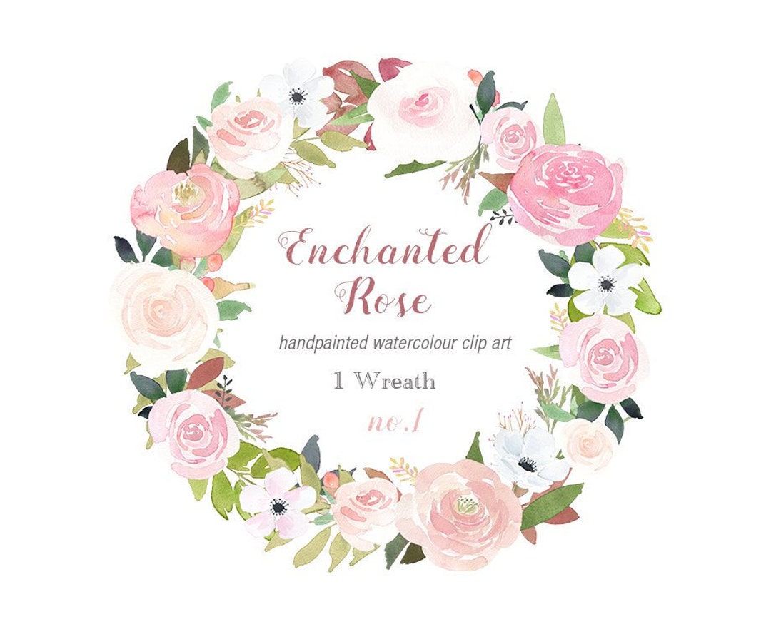 Wreath Clip Art Rustic Floral Clipart, Flower Border, Pre-made Invite