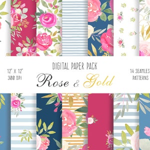 Peonies Digital Floral Paper Peony Flower Seamless Pattern, screen background, blog website graphics, wedding stationary, planner inserts image 1