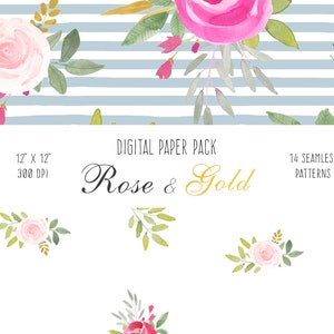 Peonies Digital Floral Paper Peony Flower Seamless Pattern, screen background, blog website graphics, wedding stationary, planner inserts image 7