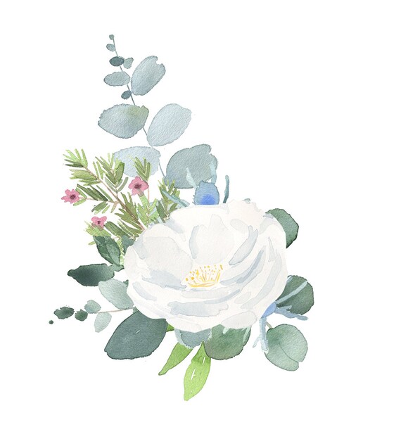 Floral Bouquet Clipart Watercolor Clip Art Flower Png Files Etsy