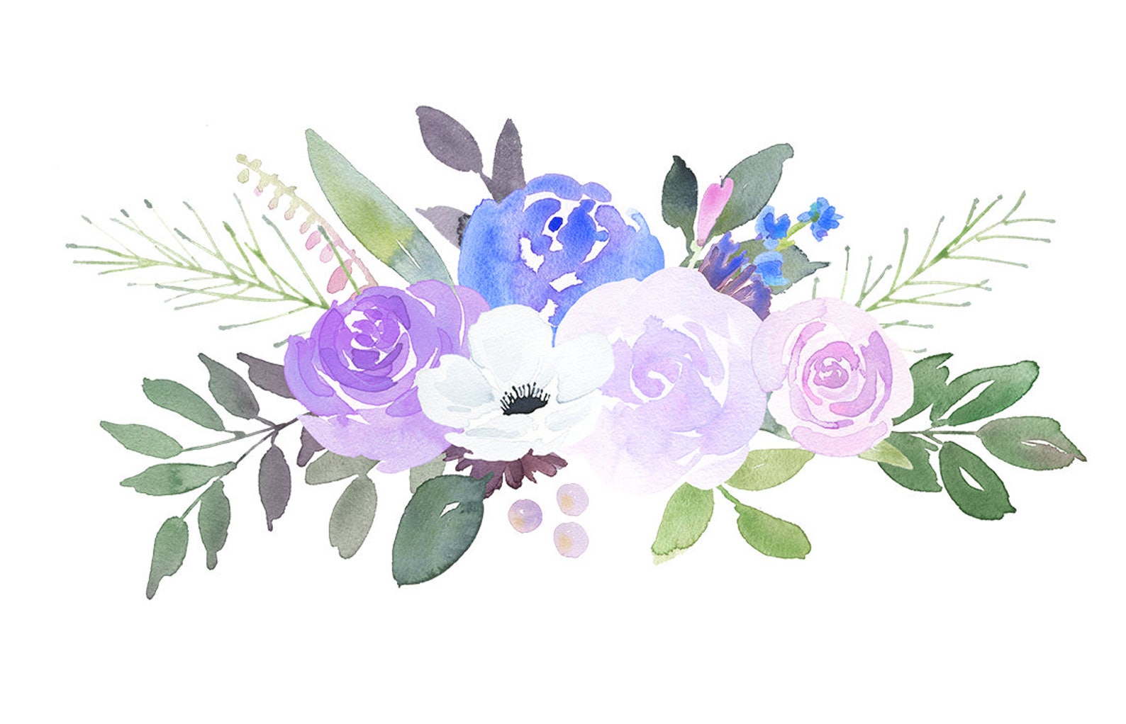 Violet Roses Bouquets Floral Clipart Flower Clip Art | Etsy