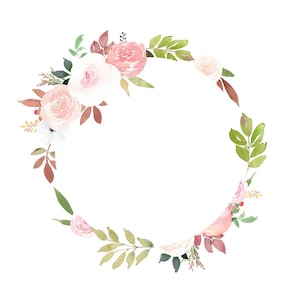 Rose Floral Frames Pre-made Flower Arrangements, Watercolor PNG, Pink ...