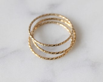 Thin stacking rings, Gold band ring, Gold skinny ring, Gold filled stackable rings, Minimalist rings, Stocking stuffers for women