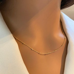 thumbnail interactive-video image 1 of 1.88MM 14K Gold Filled Satellite Chain Necklace – Springring Clasp, 18" Length 1 of 2