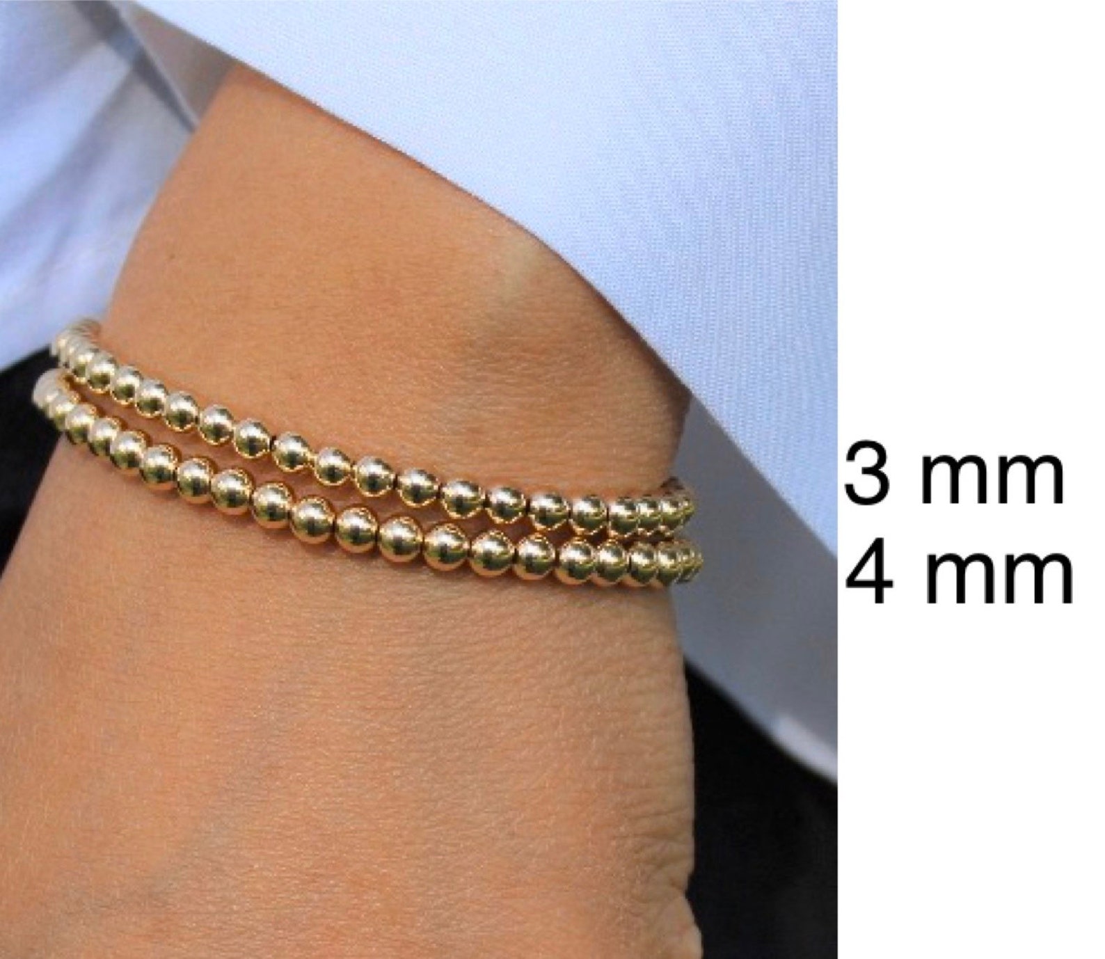 14k U.S.A Gold Filled Bead Bracelet 3 Mm 4 Mm Gold Filled Etsy