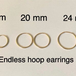 Gold filled hoop earrings, 16 mm, 20 mm, 24 mm, Gold hoop earrings, Endless hoops, Gifts for her, Stocking stuffers for women, Gift under 20