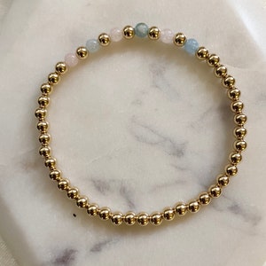 14k U.S.A. Gold filled Tourmaline Beaded  Bracelet, 4mm ball bracelet, Gold ball bracelet, Gold Bead Bracelet, Gifts for her