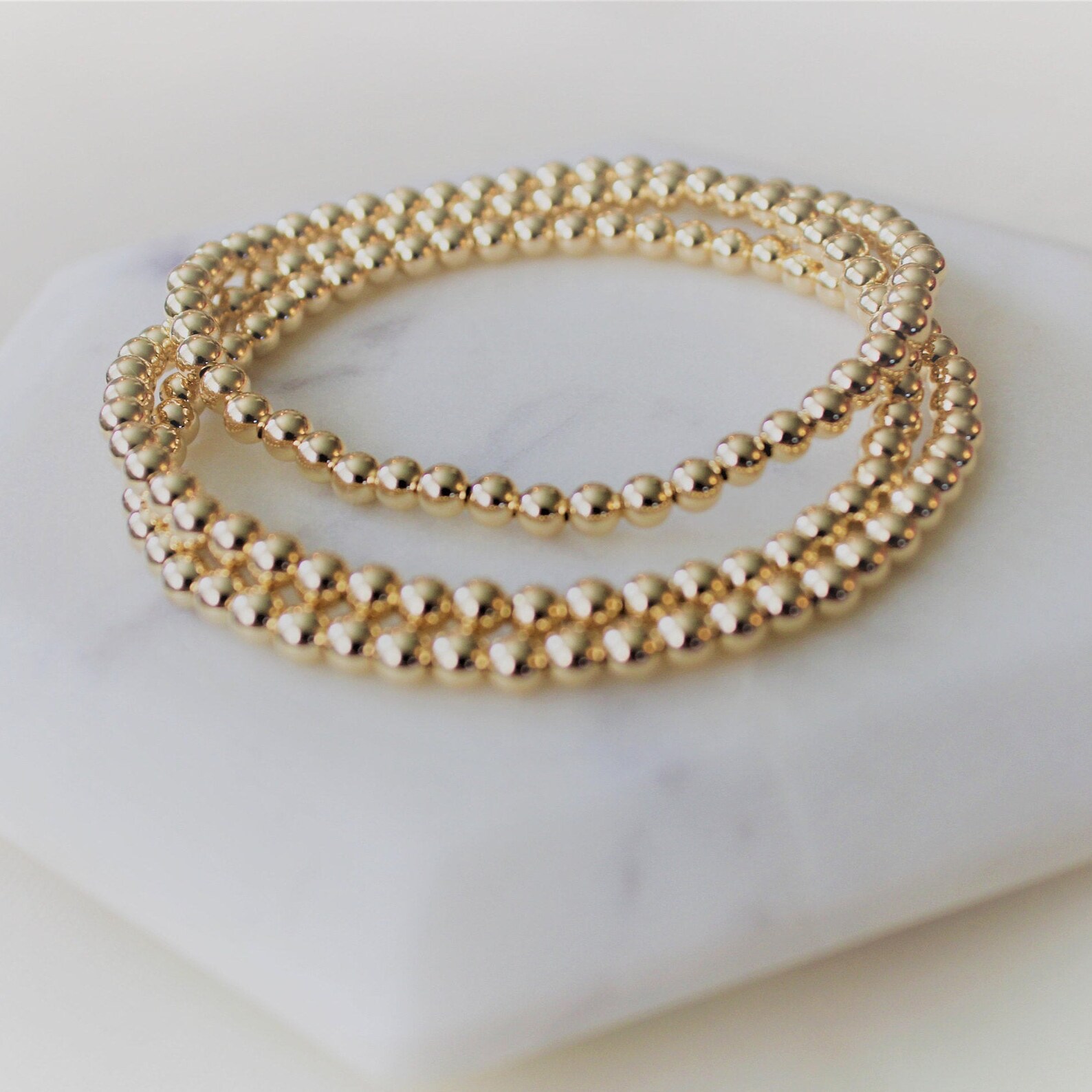 14k U.S.A Gold Filled Bead Bracelet 3 Mm 4 Mm Gold Filled Etsy