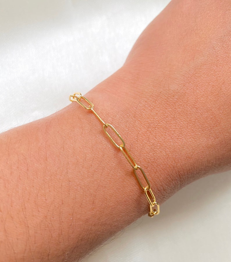 14k Gold Filled Paperclip Chain Bracelet Gold Chain Bracelet Etsy