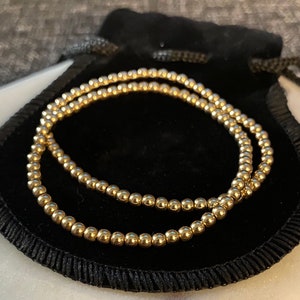 14k U.S.A Gold filled bead bracelet, 3 mm 4 mm, Gold filled stretch bracelet, Gold ball bracelet, sphere, gifts for her