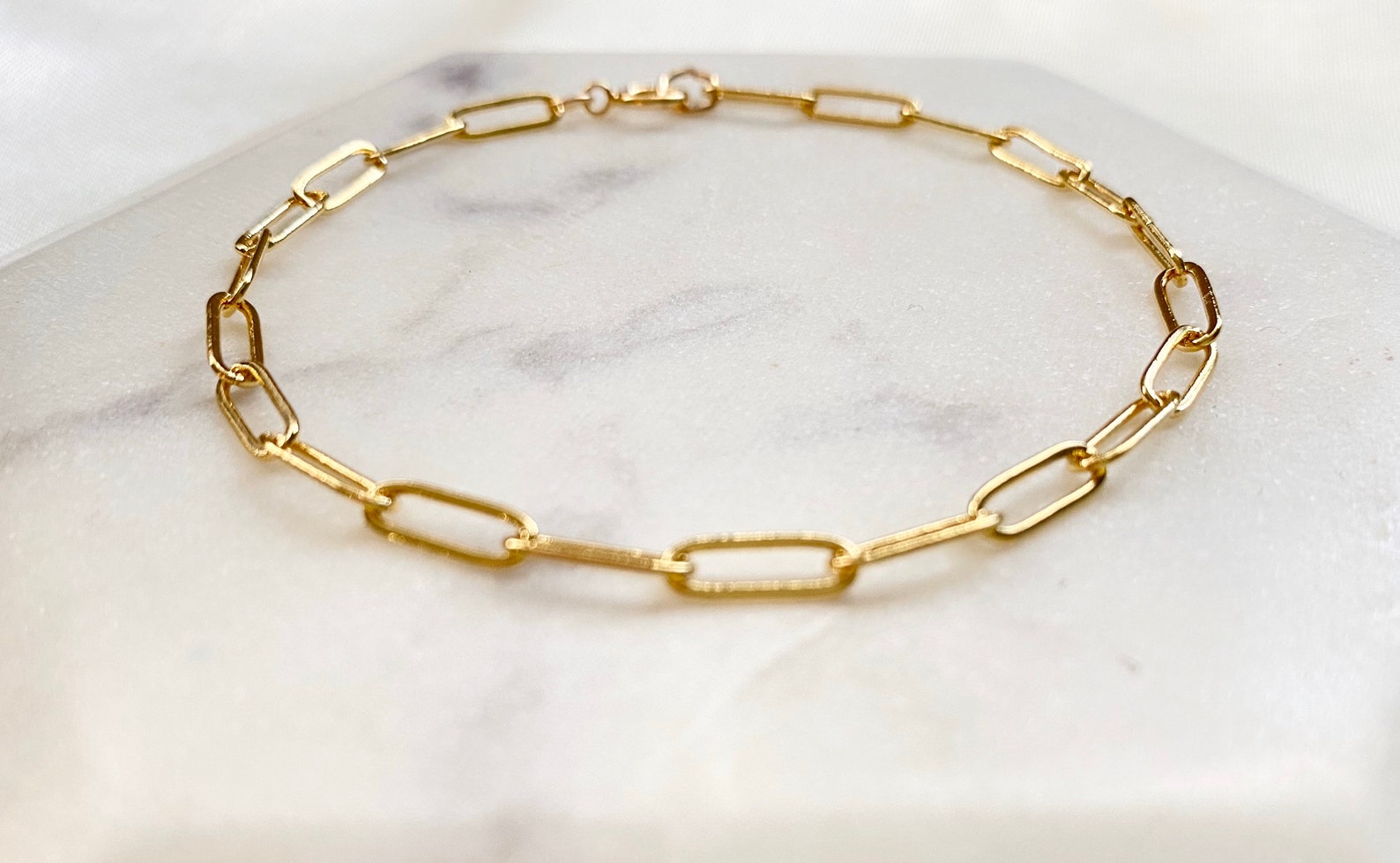 14k Gold Filled Paperclip Chain Bracelet Gold Chain Bracelet Etsy