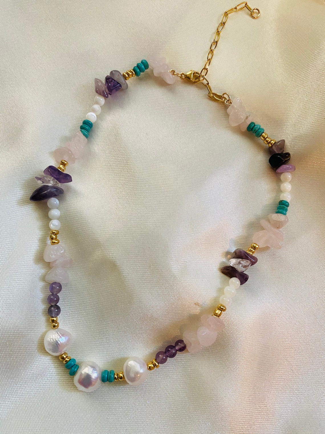 Celeste Pearl Frame Abstract Link Necklace main image 0