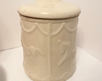 Vintage 1940’s White Carousel Horse Cookie Jar HTF