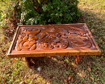 Wood carving table top deals
