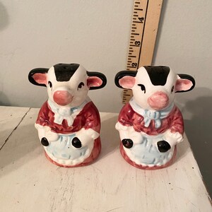 Vintage Cows with Aprons Salt and Pepper Shakers