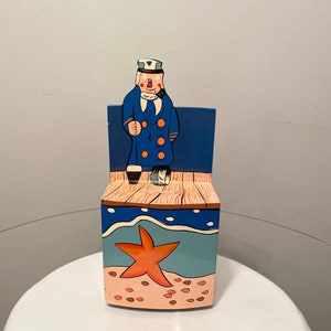Vintage Nanco Beach / Sea Wood Piggy Bank