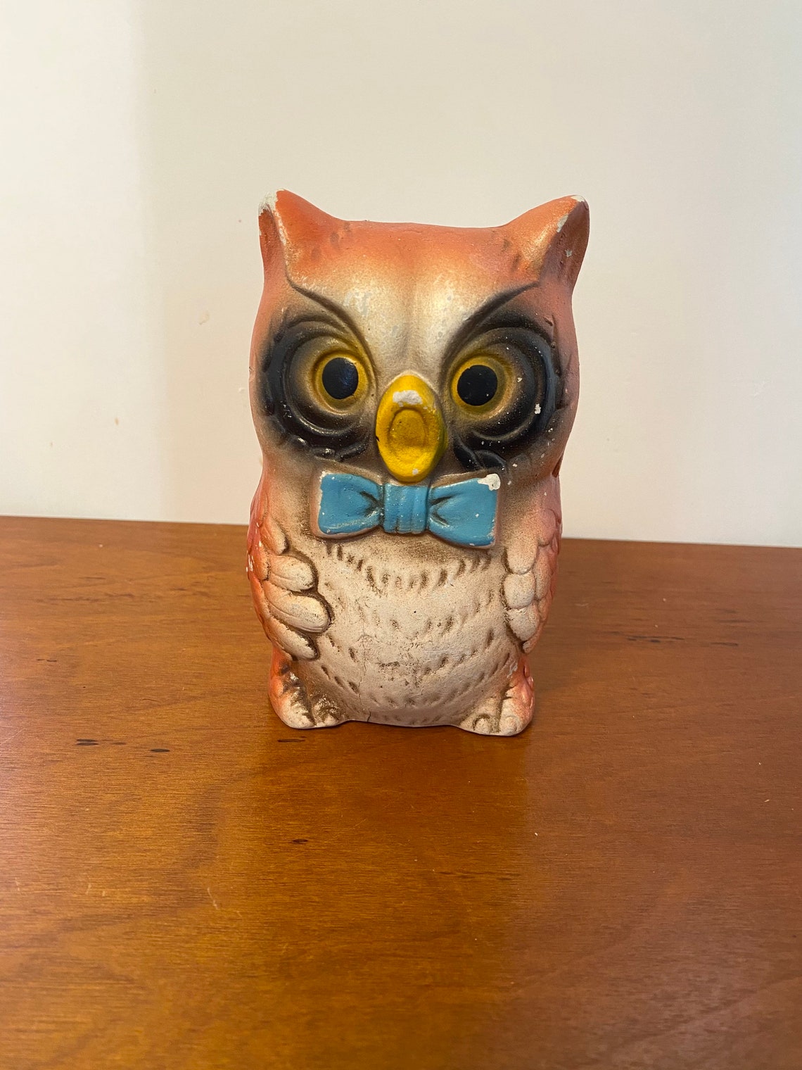Vintage Midcentury Chalkware Owl Bank Etsy