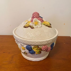 Vintage Mid Century Flower and Berries Candy Dish