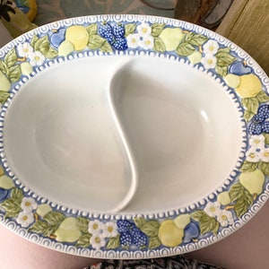 Tigela de vegetais dividida vintage Metlox Poppytrail Florence