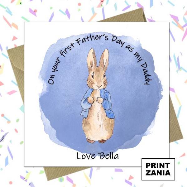 Personalised Peter Rabbit On your first Father's Day Card Dad Stepdad Grandad Uncle  - CDK