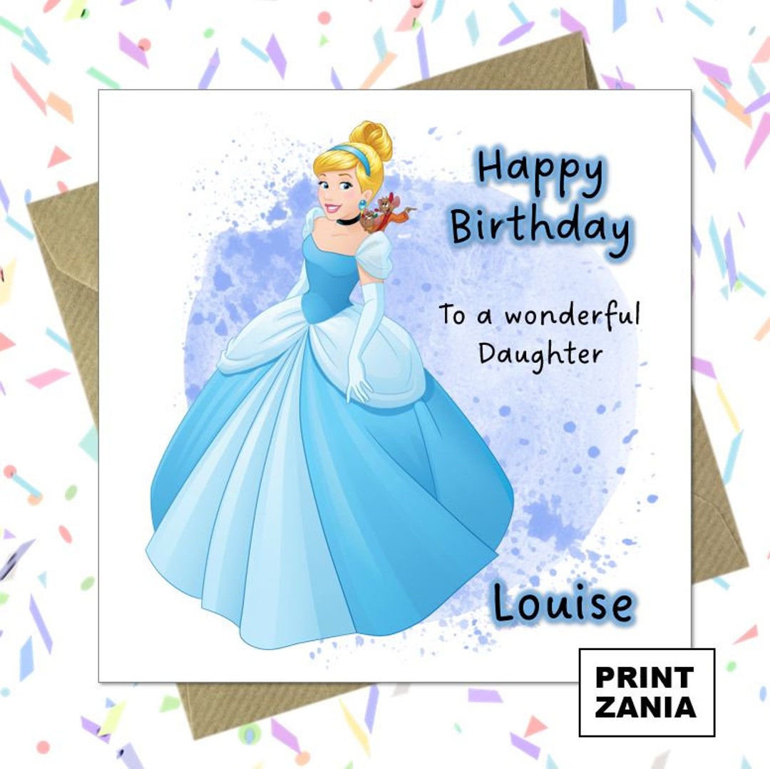 Personalised Cinderella Birthday Card Disney Princess Daughter