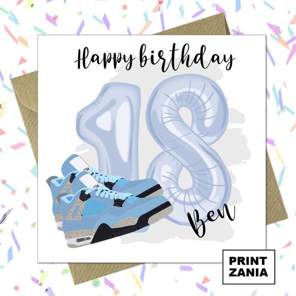 Personalised Nike Jordan 4 Sneakers - Boss - Birthday Card - Trainers Daughter Son Granddaughter Grandson Sister Brother Nephew Niece ABS