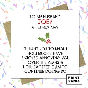 Personalised Christmas Card for Husband at Christmas Cute Funny Xmas Card for my Husband Humour Banter Christmas Card Cheeky Novelty - ZCF